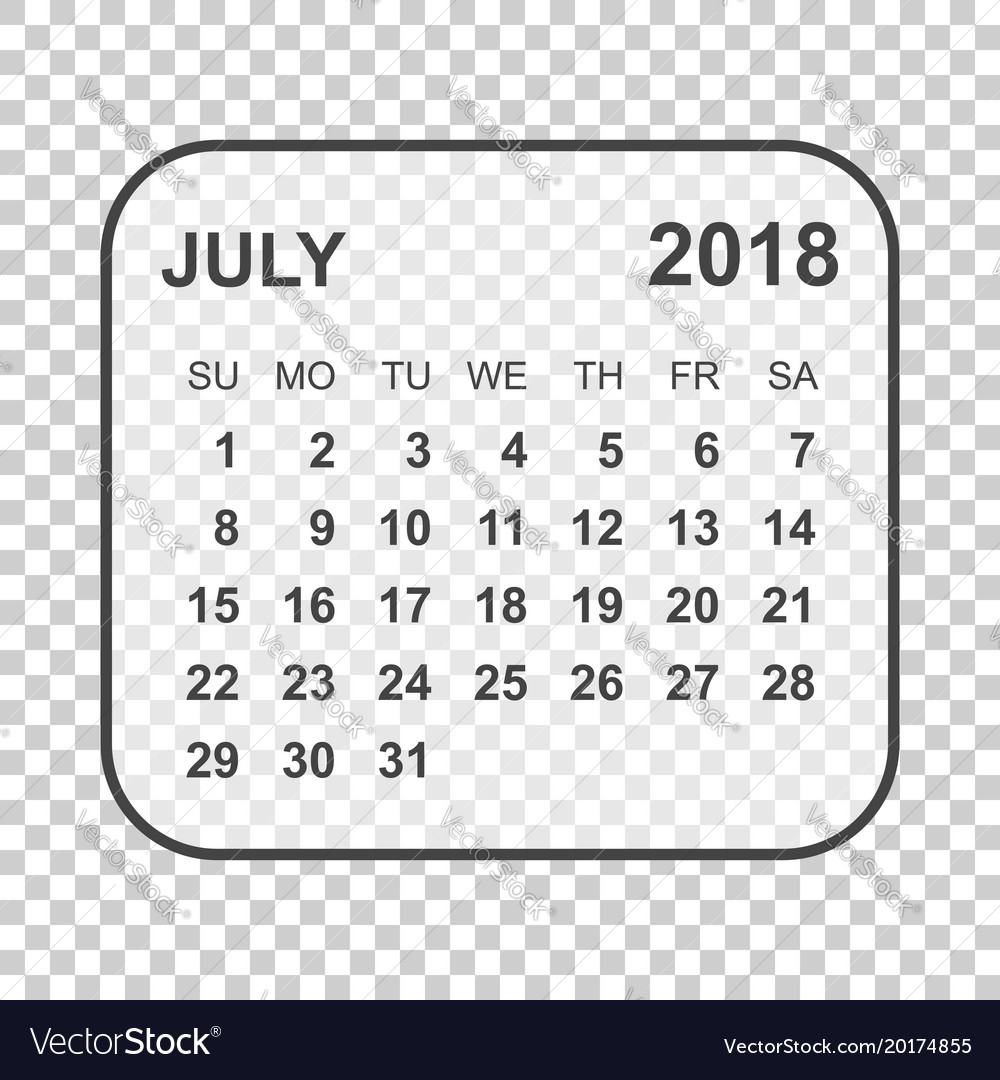 July 2018 calendar planner design