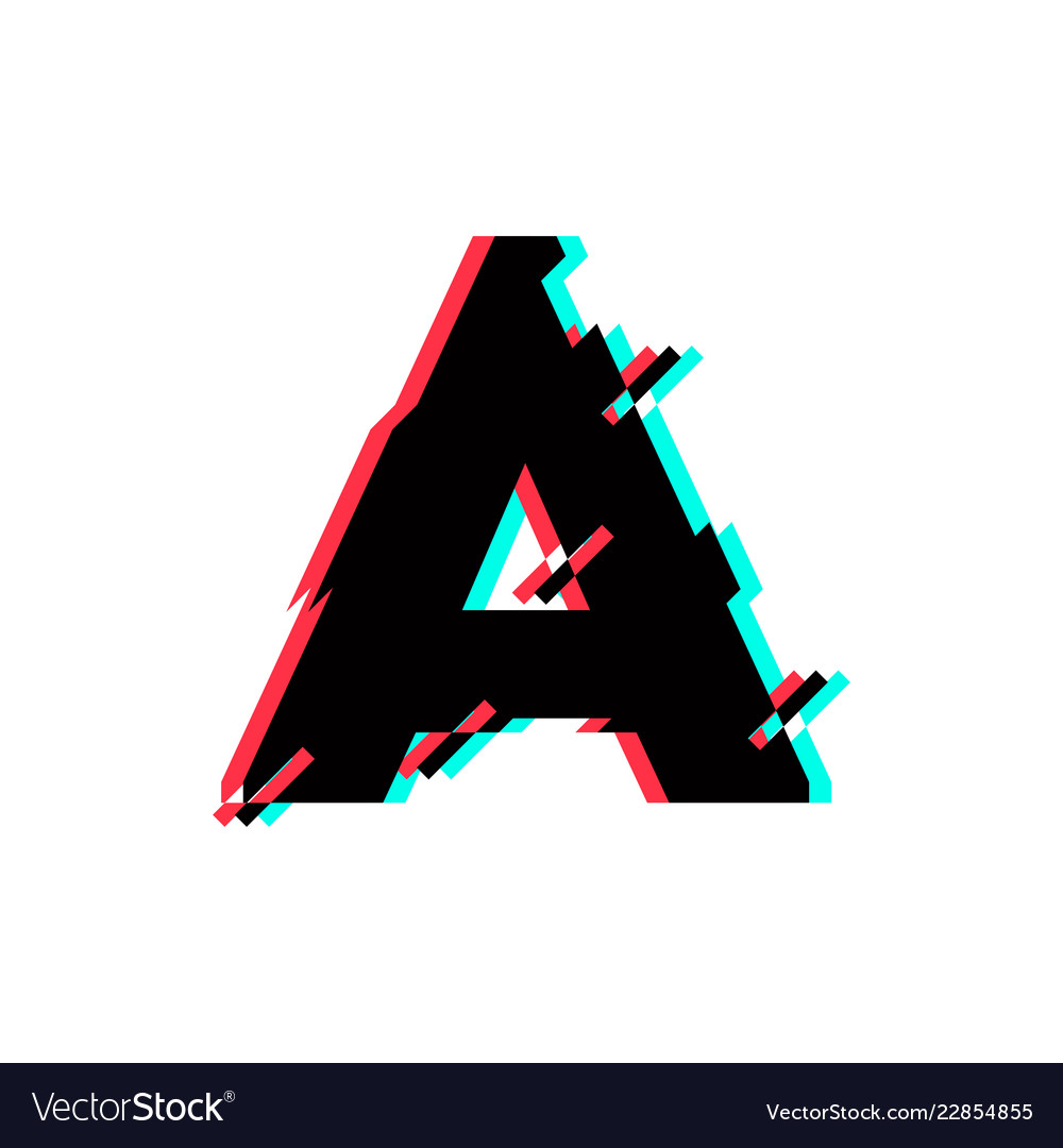 Logo Letter A Glitch Distortion Diagonal Vector Image