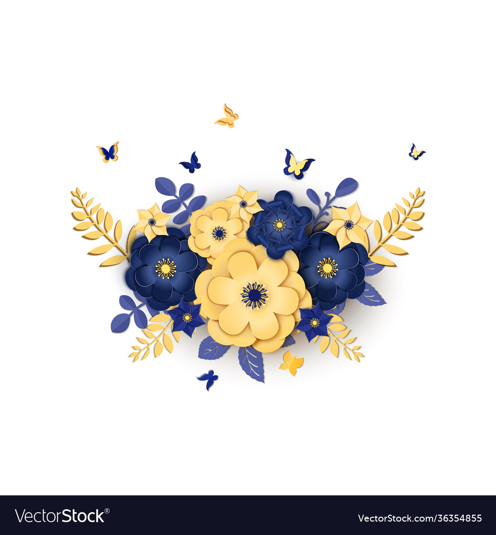 Paper cut design with flower composition