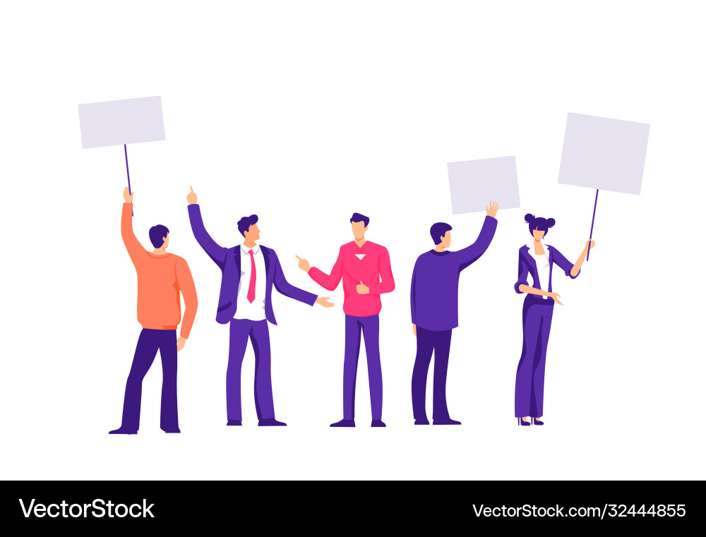 Picket office staff banner employees Royalty Free Vector