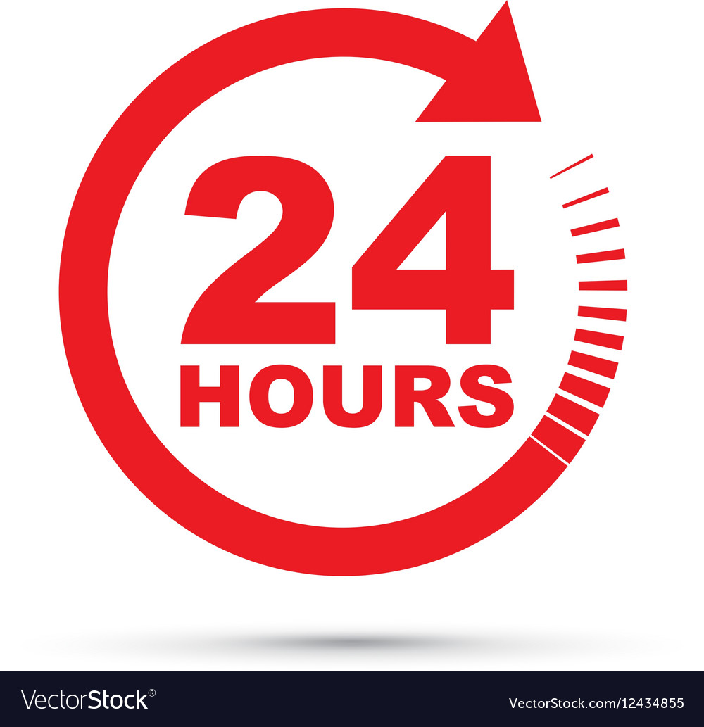 Red 24 Hours Vector 12434855 