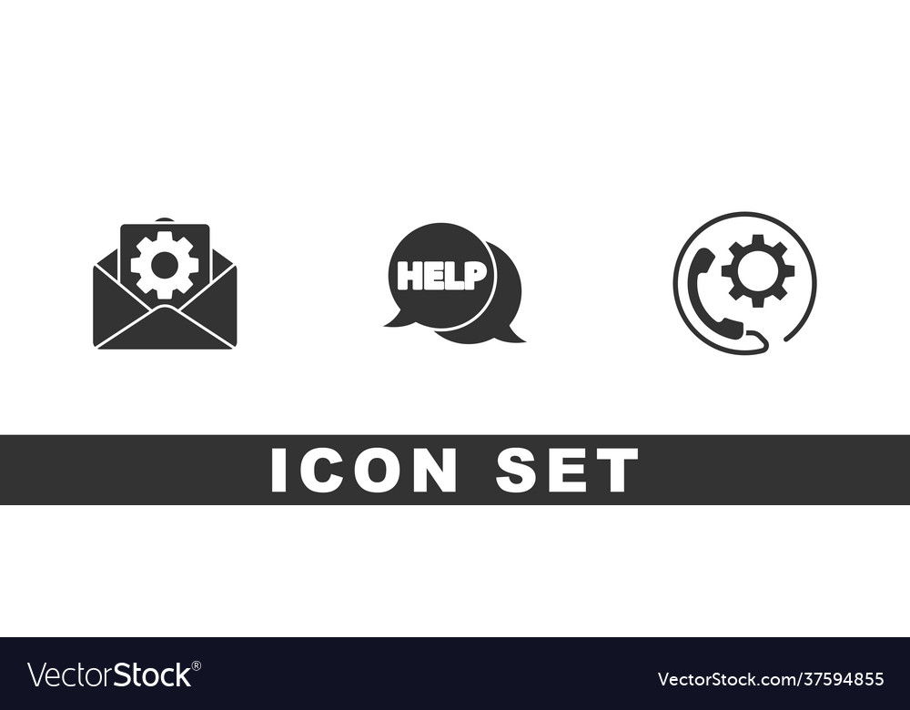 Set envelope setting speech bubble with text help vector image Set envelope setting speech bubble with text help