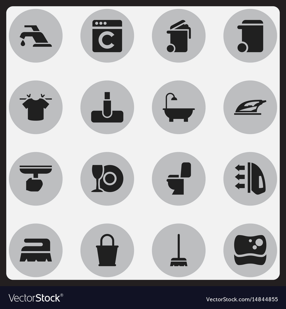 Set of 16 editable cleanup icons includes symbols