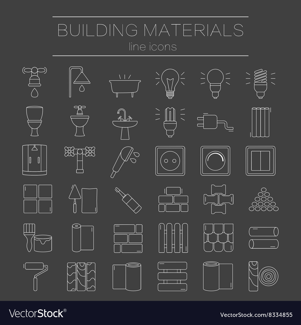 Set of line icons for diy construction building