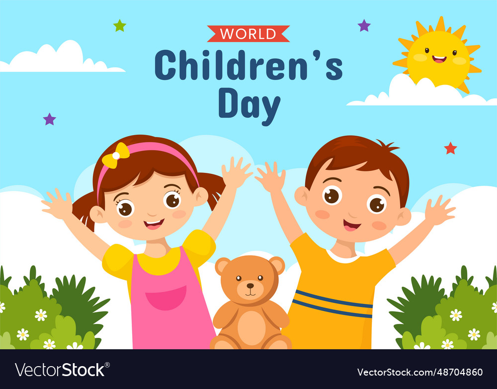 Children day social media background flat Vector Image