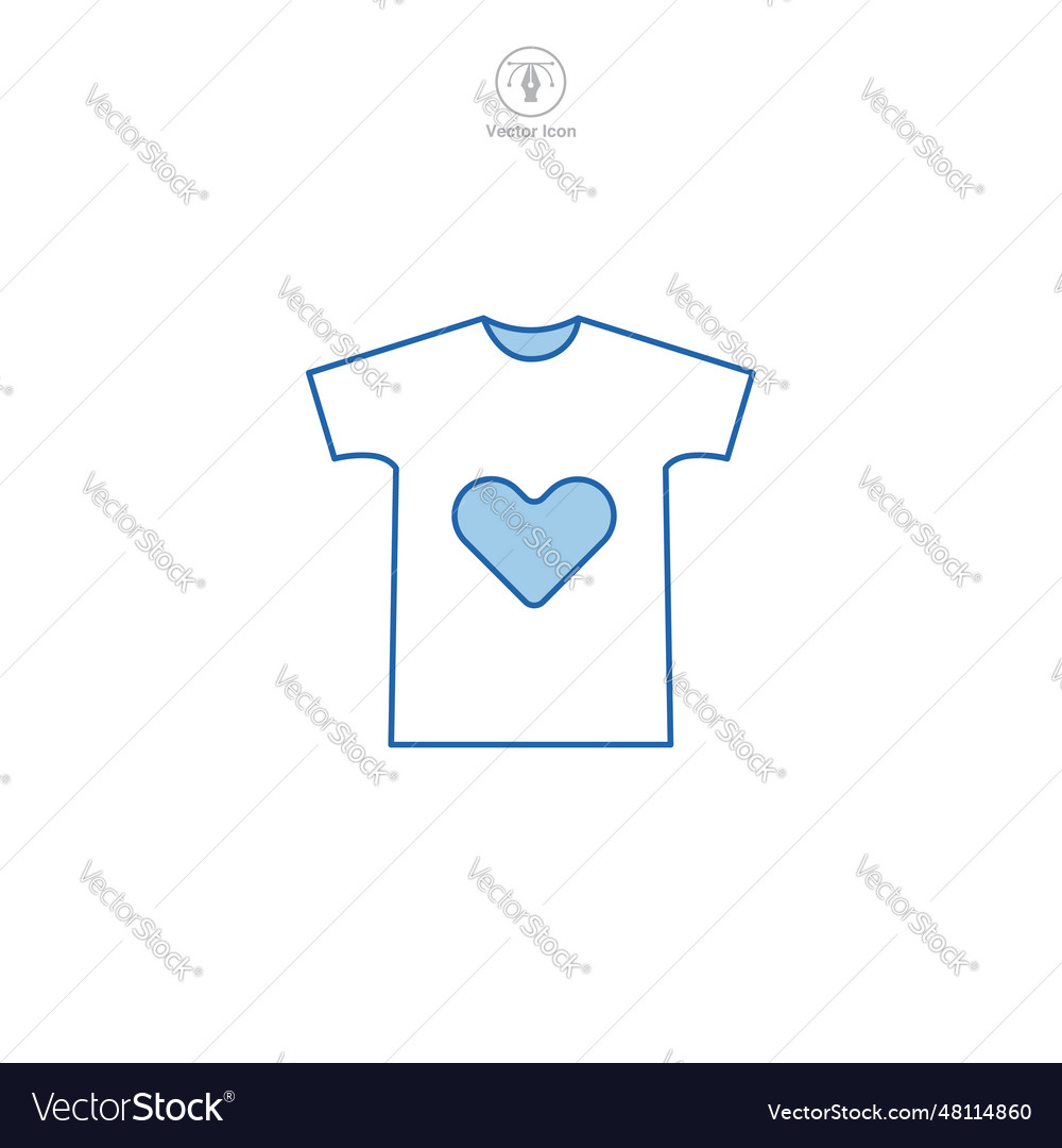 Clothes donation t-shirt with heart icon symbol