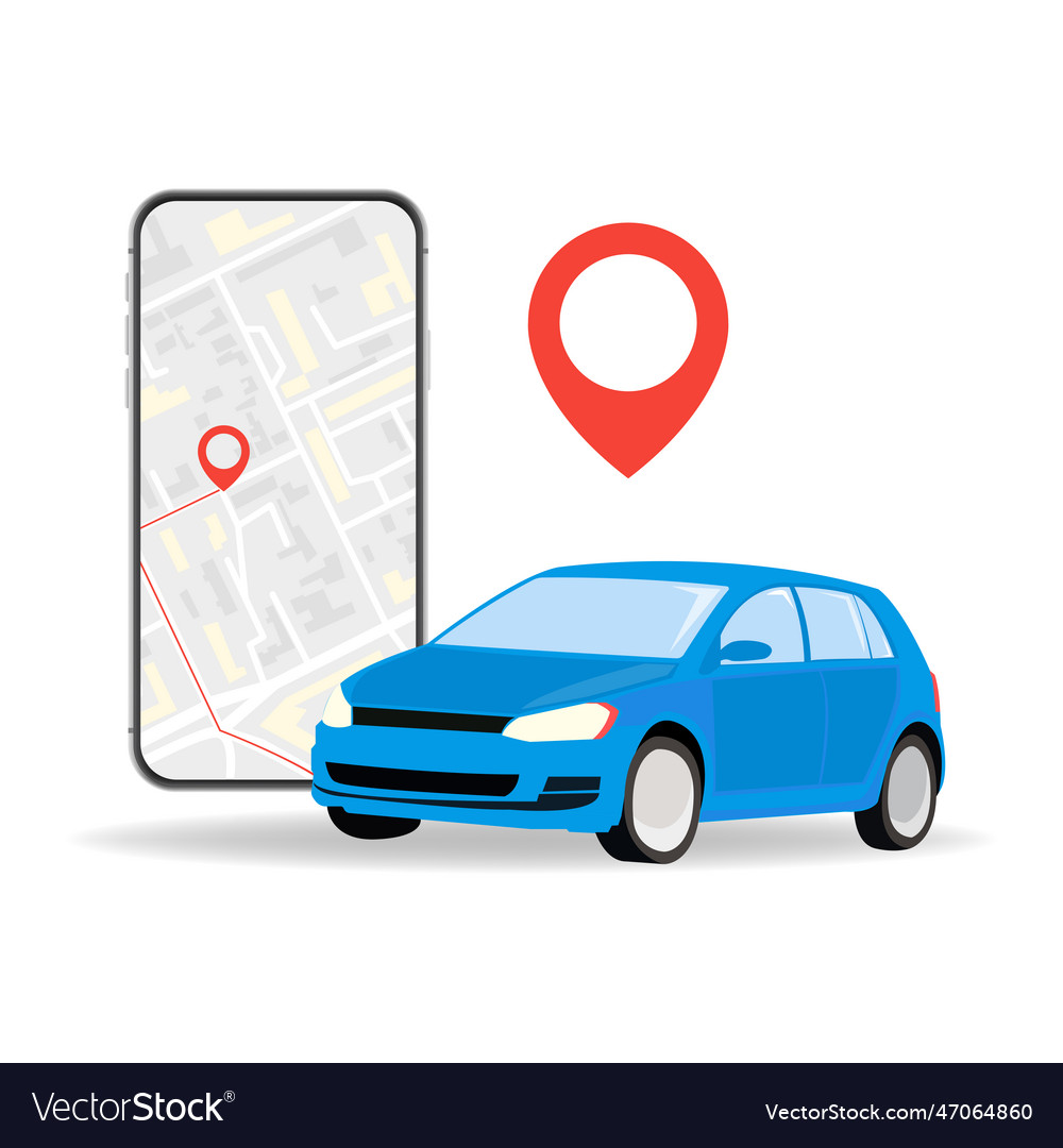 Concepts online ordering a taxi car using vector image Concepts online ordering a taxi car using