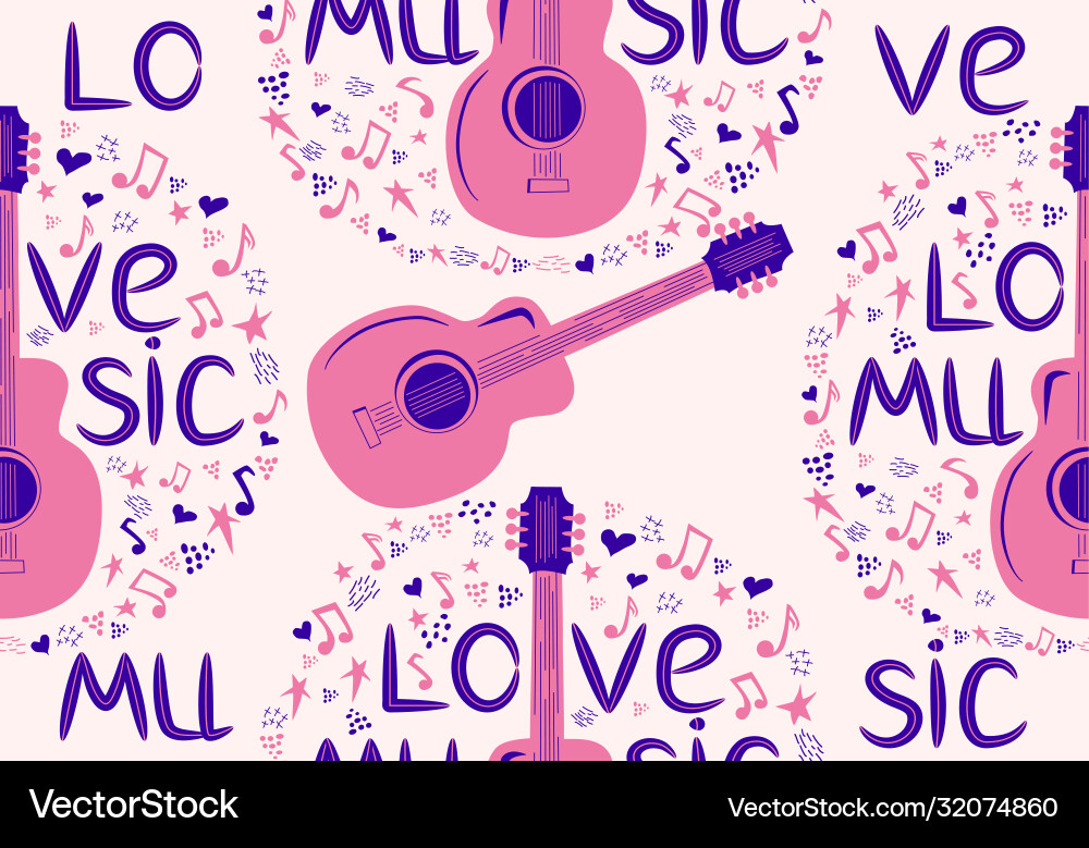 Hand-drawn musical seamless pattern Royalty Free Vector