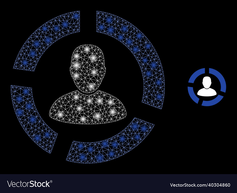 Mesh web user diagram with glitter network vector image Mesh web user diagram with glitter network