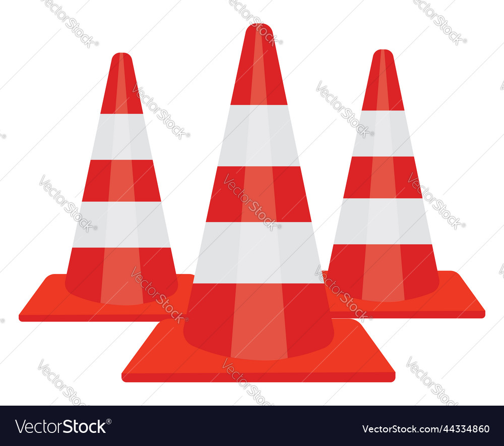 Red traffic cone on a white background