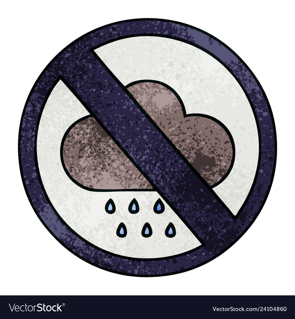 Retro grunge texture cartoon storm rain cloud sign