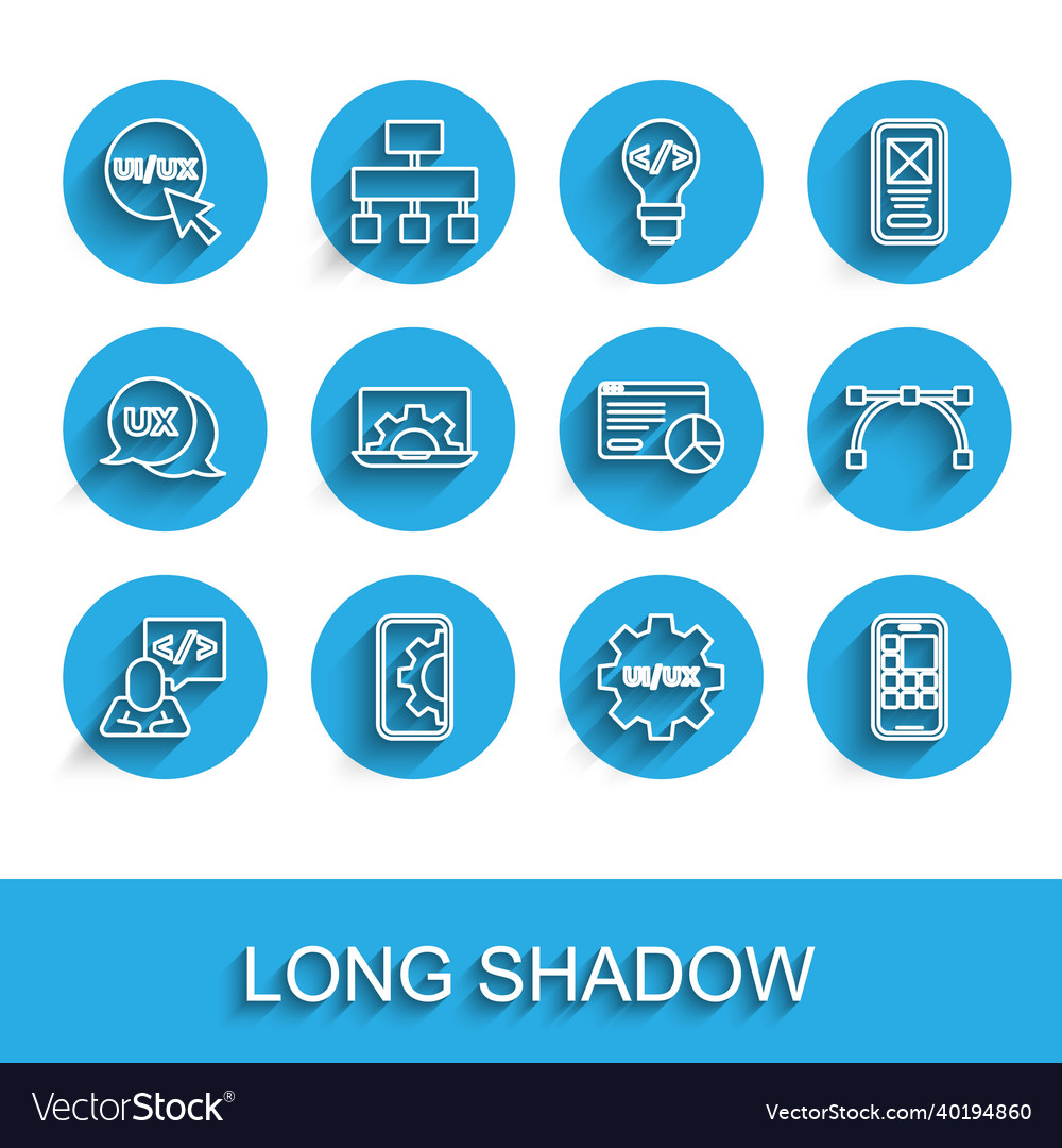 Set line front end development web ui or ux vector image Set line front end development web ui or ux