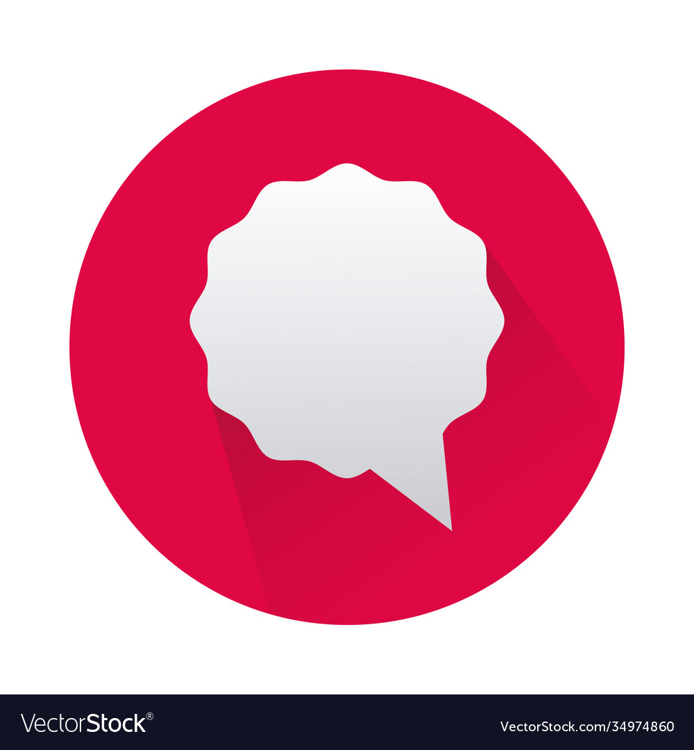 Speech bubble in red circle isolated icon
