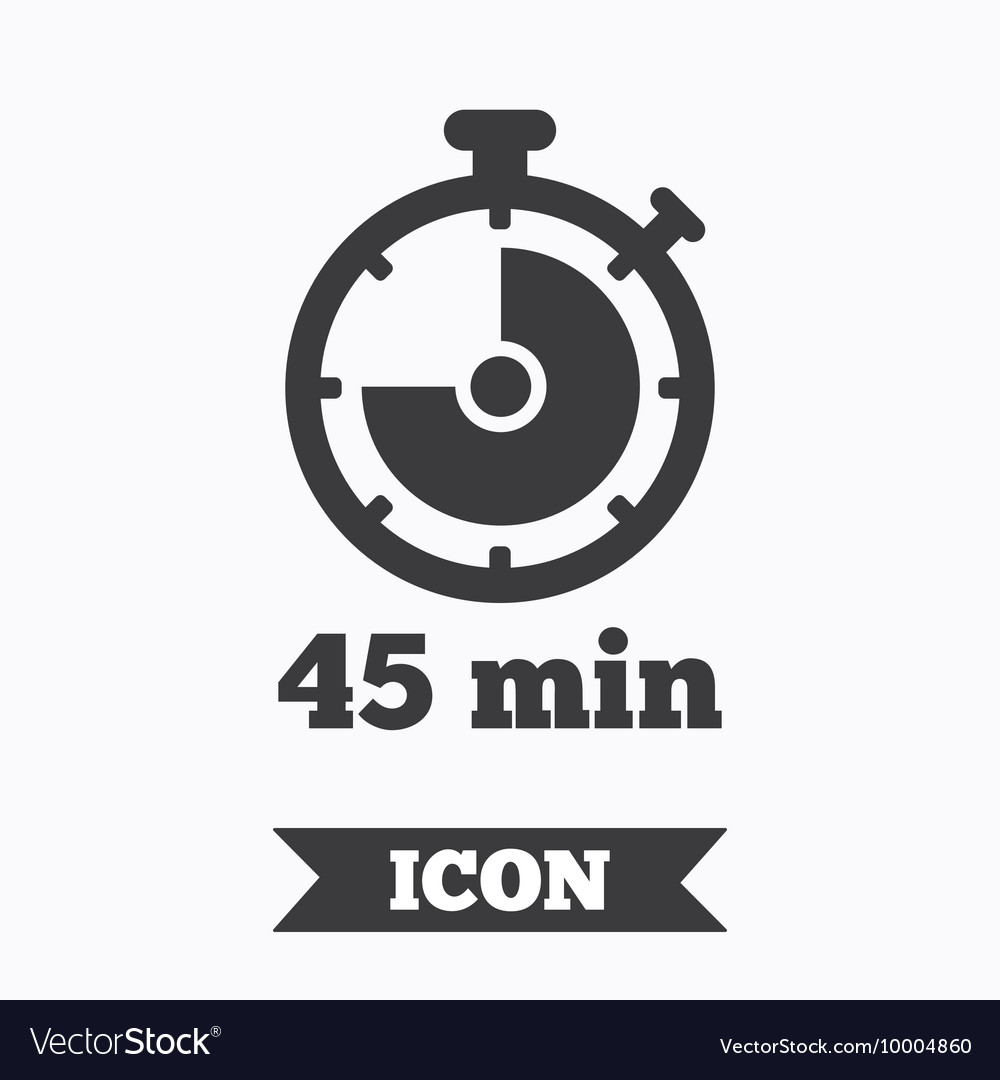 timer sign icon 45 minutes stopwatch symbol vector image