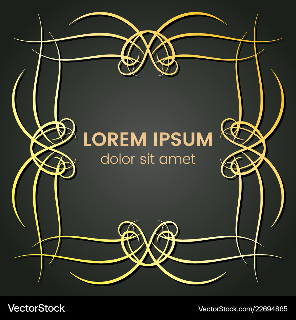 A square golden monogram element Royalty Free Vector Image