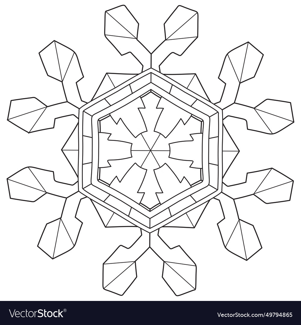 Abstract mandala snowflake line art design vector image Abstract mandala snowflake line art design