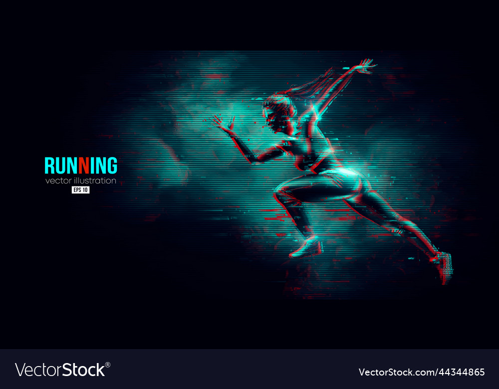 Abstract silhouette of a running athlete on black Vector Image