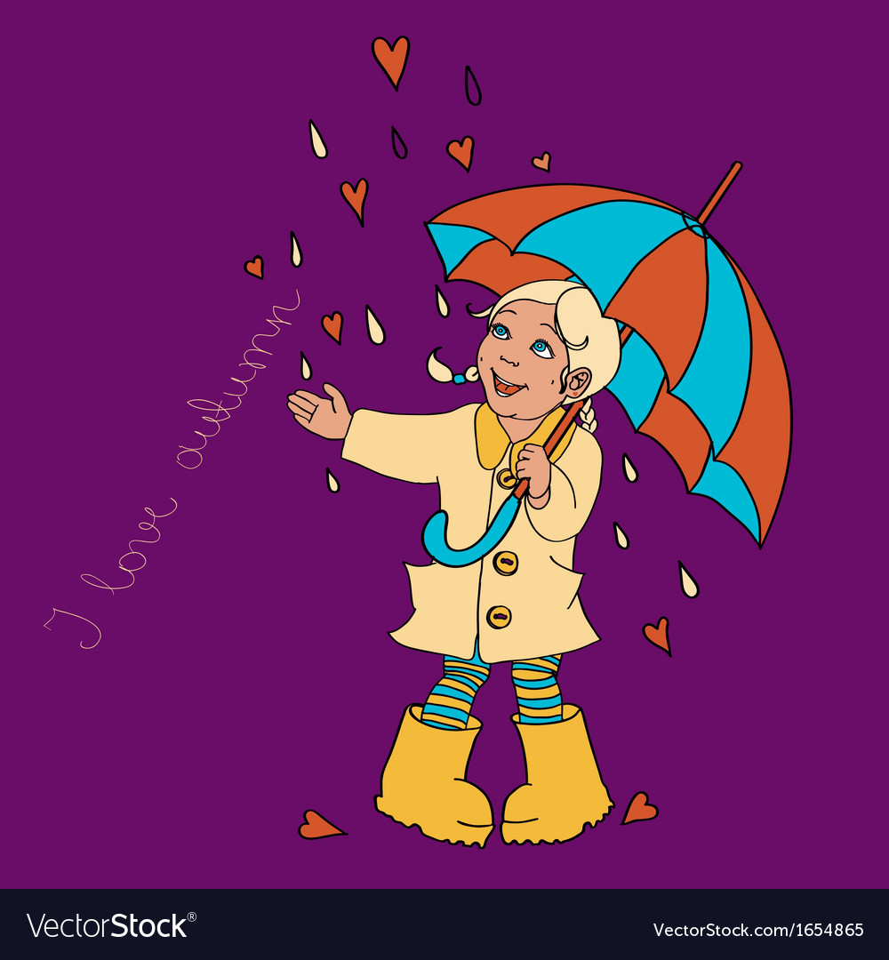 Cute little girl with umbrella background for your