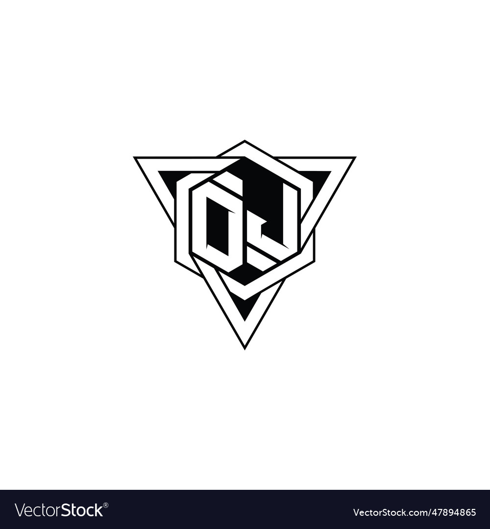 Dj Buchstaben Logo Monogramm Sechskantform