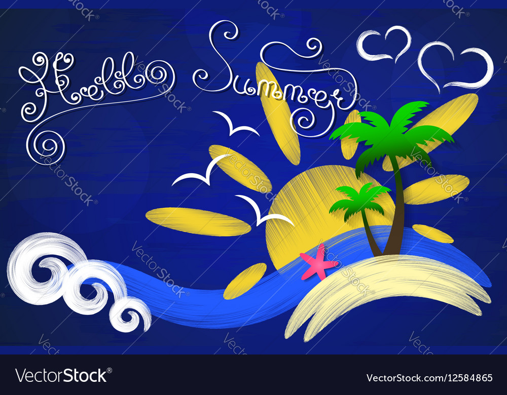 Hello summer sun Royalty Free Vector Image - VectorStock