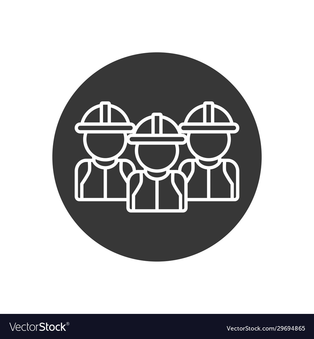 Isolierte Builder Männer mit Helmen Linie Block Stil vector image Isolierte Builder Männer mit Helmen Linie Block Stil