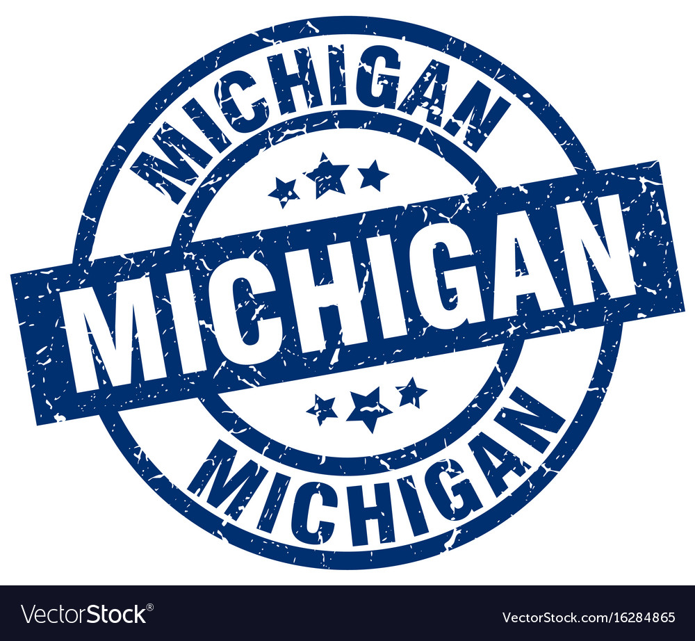 Michigan blue round grunge stamp