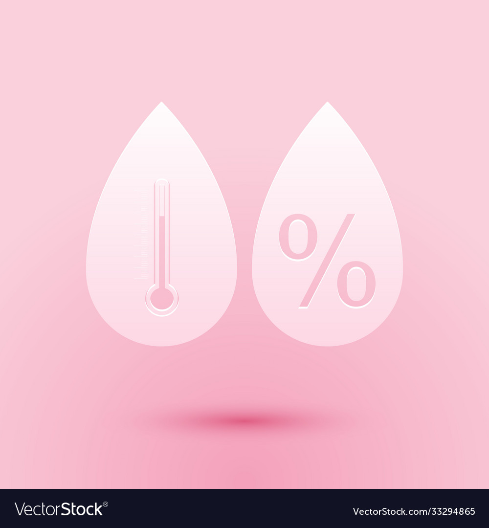 Paper cut humidity icon isolated on pink