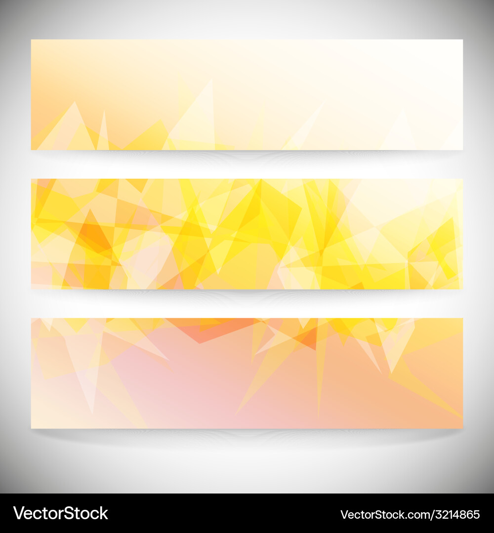 Set Of Horizontal Banners Light Orange Polygonal Vector Image