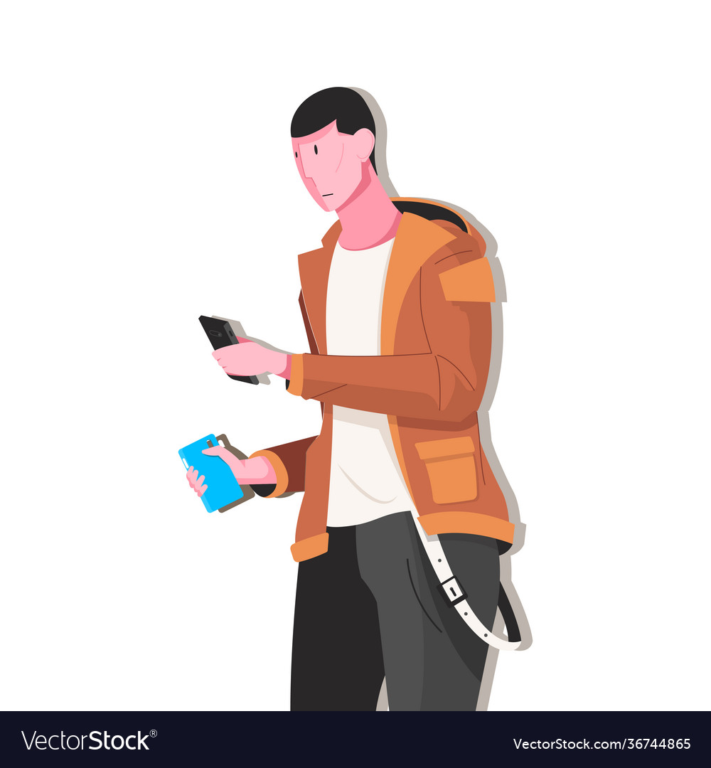 Smartphone user flat composition Royalty Free Vector Image