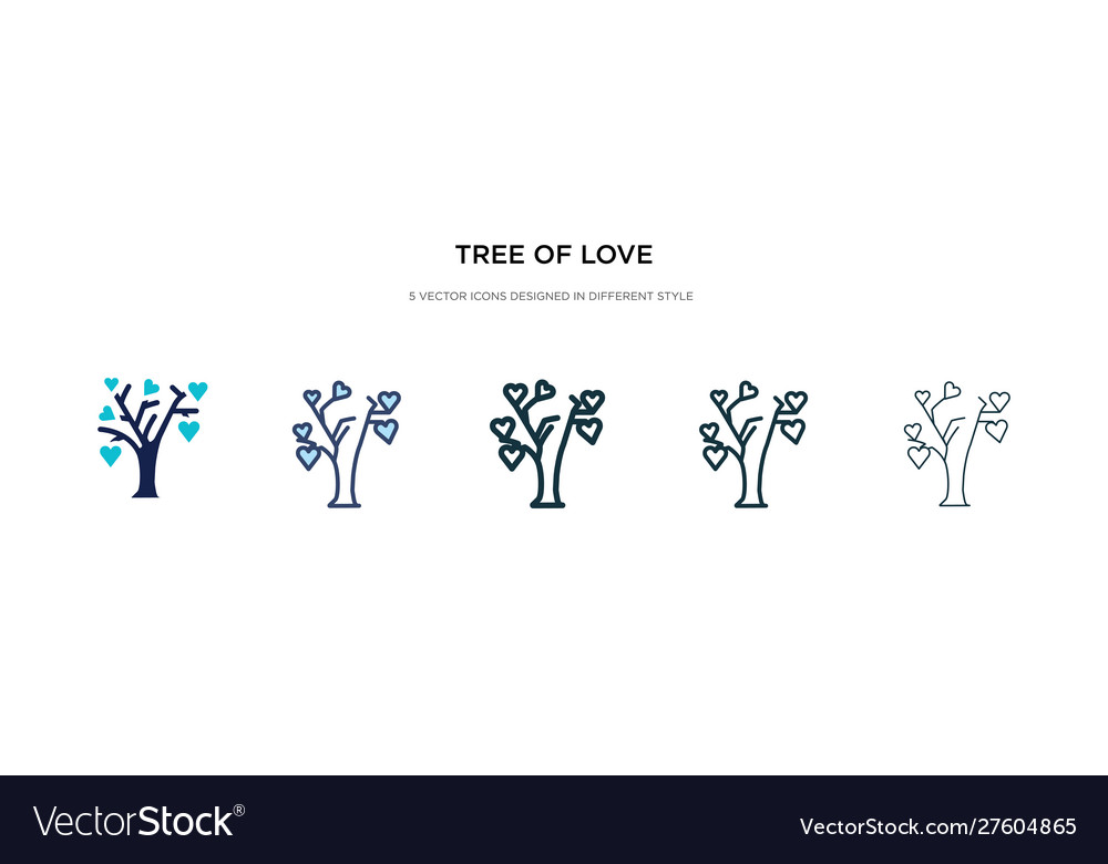 Tree love icon in different style two colored vector image Tree love icon in different style two colored