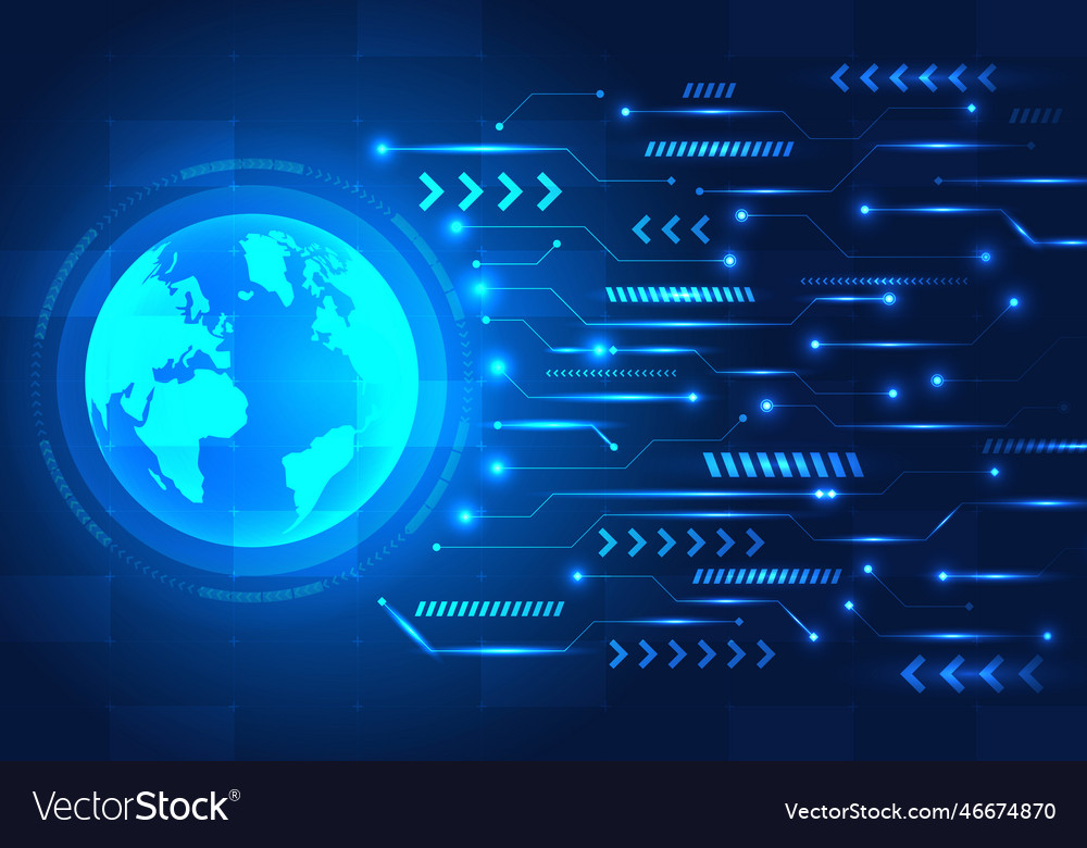 Global technology circle connected to the network vector image Global technology circle connected to the network