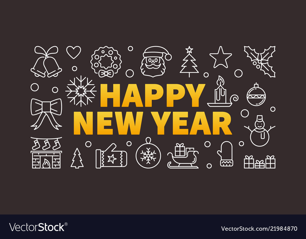 Happy new year horizontal concept outline