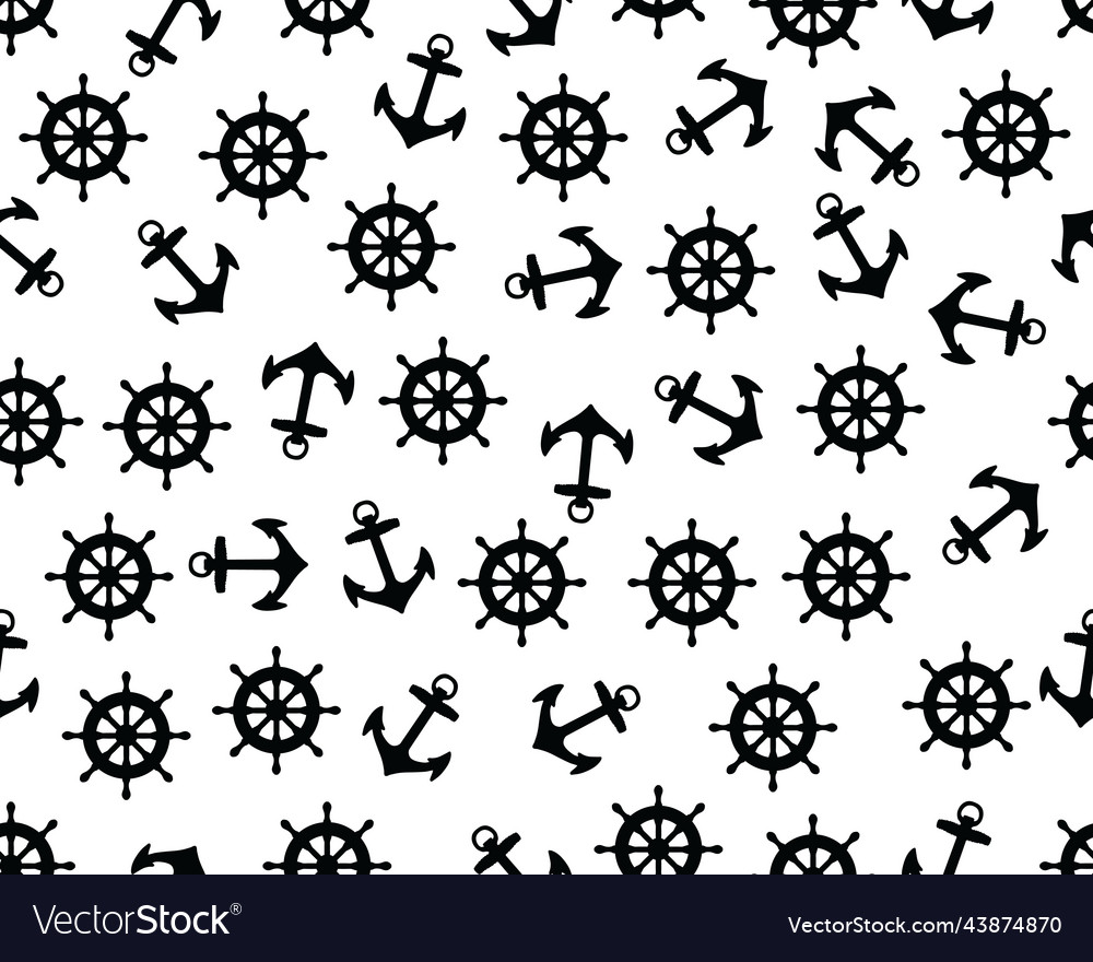 Helm and anchor seamless pattern vector image Helm and anchor seamless pattern