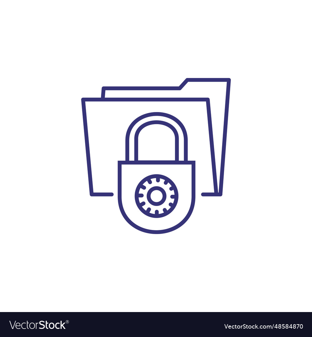 Secure data folder line icon vector image Secure data folder line icon