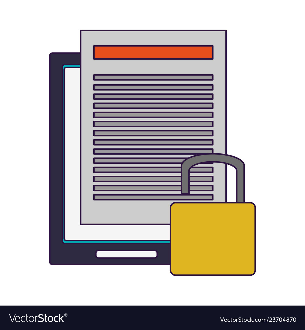 Tablet with document protected vector image Tablet with document protected