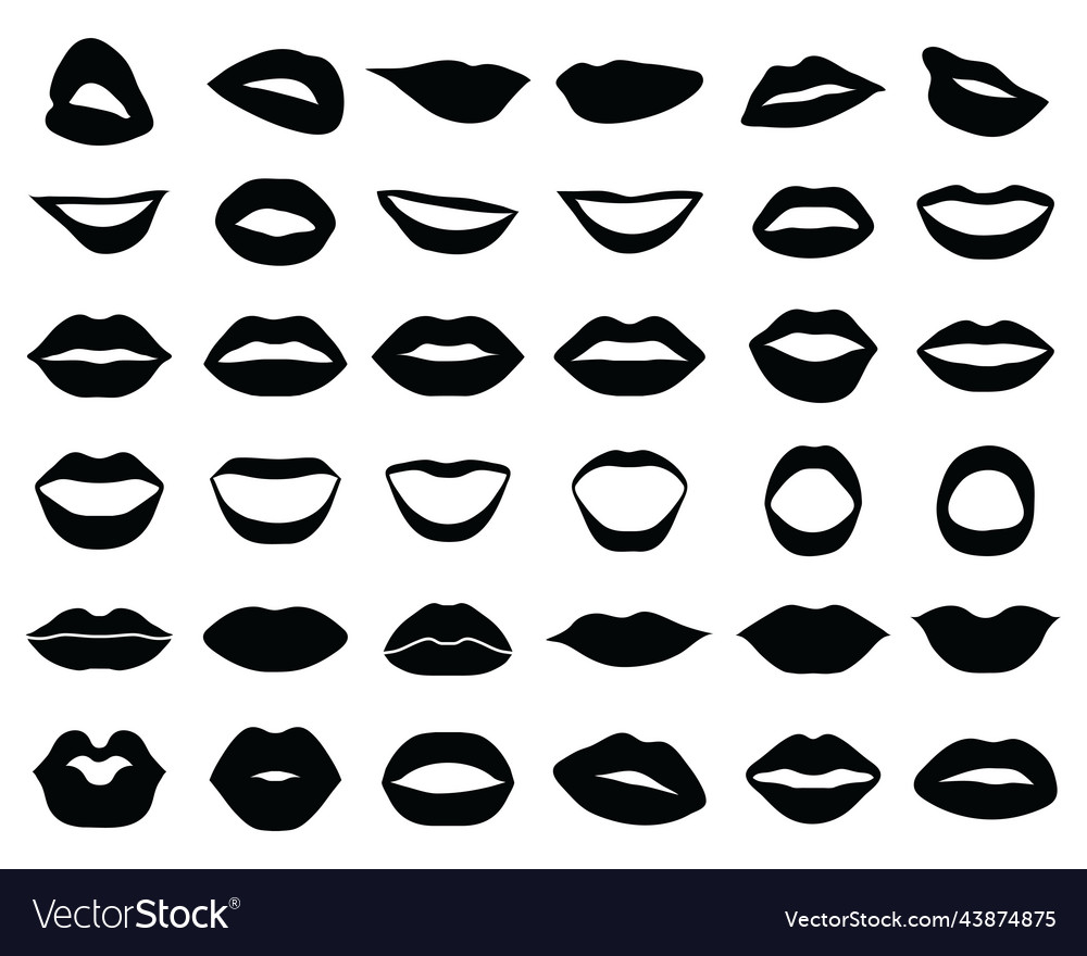 Black silhouettes of lips Royalty Free Vector Image