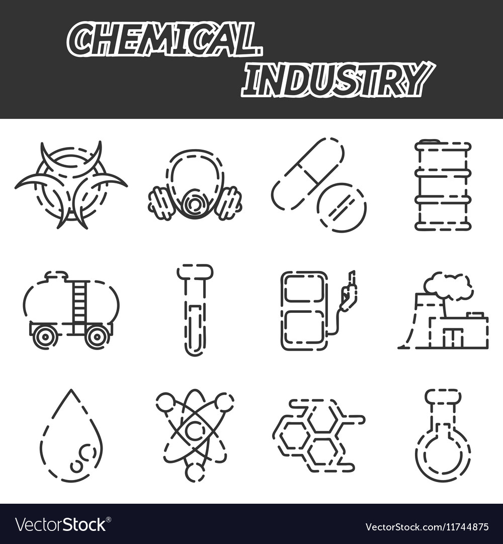 Chemical industry icon set Royalty Free Vector Image