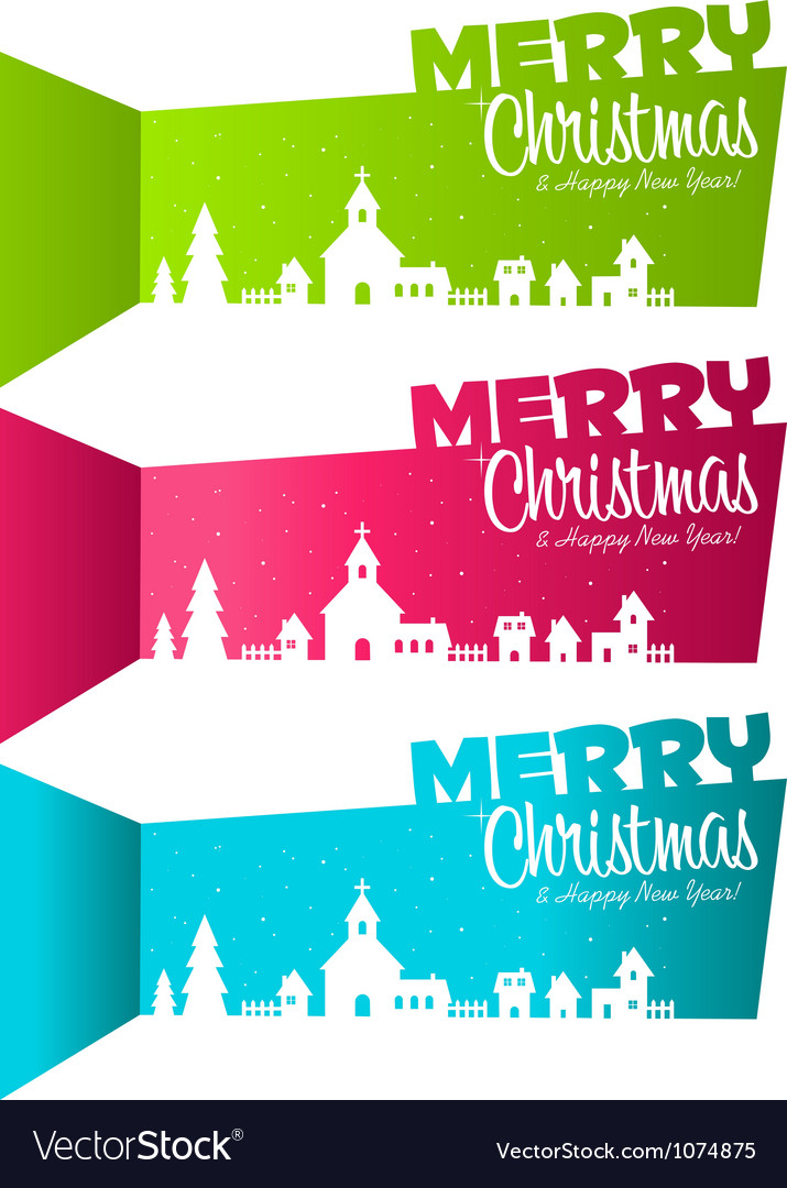 christmas banners village royalty free vector image christmas banners