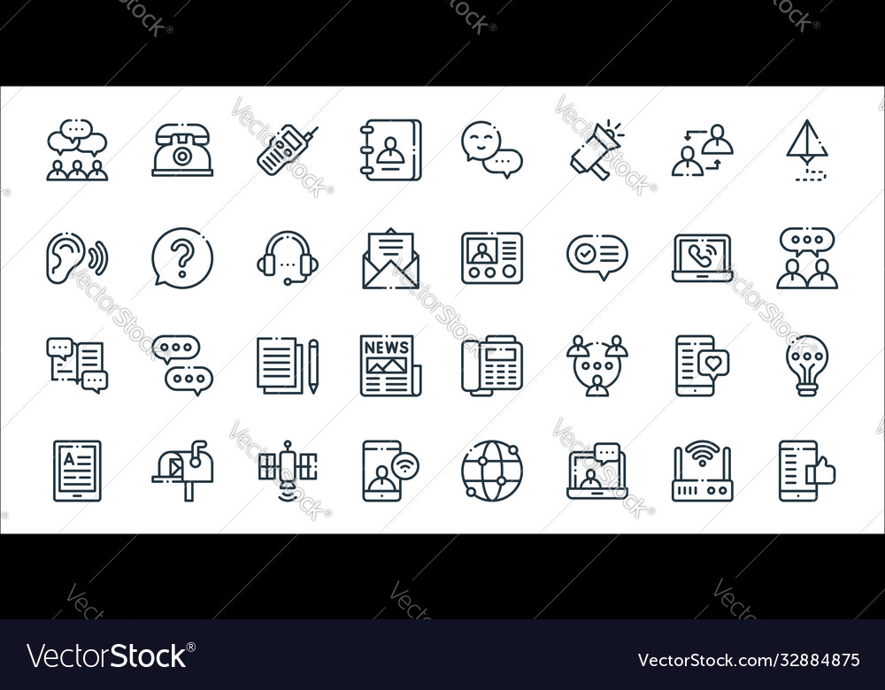 Communication line icons linear set quality vector image Communication line icons linear set quality