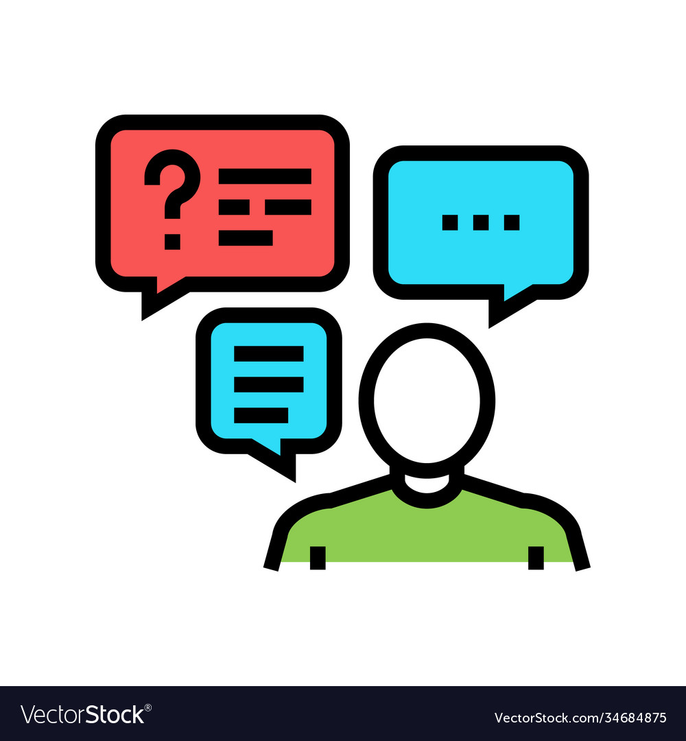 discussion-questions-and-answers-color-icon-vector-image