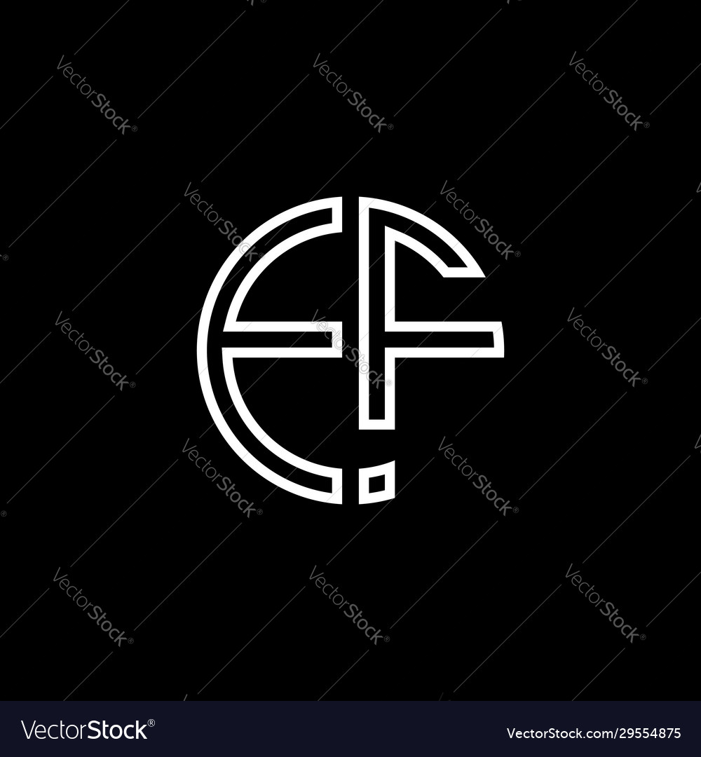 Ef monogram logo circle ribbon style outline Vector Image