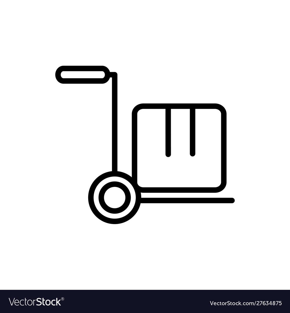 Hand cart cardboard box delivery icon thick line