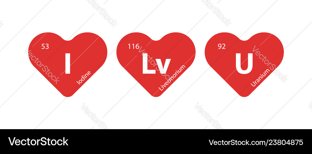 I love you periodic table elements Royalty Free Vector