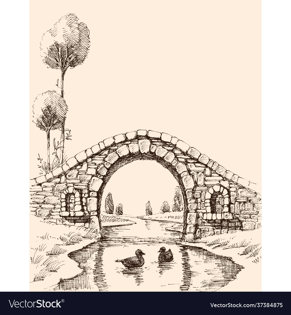 Village Sketch Bridge Vector Images 28