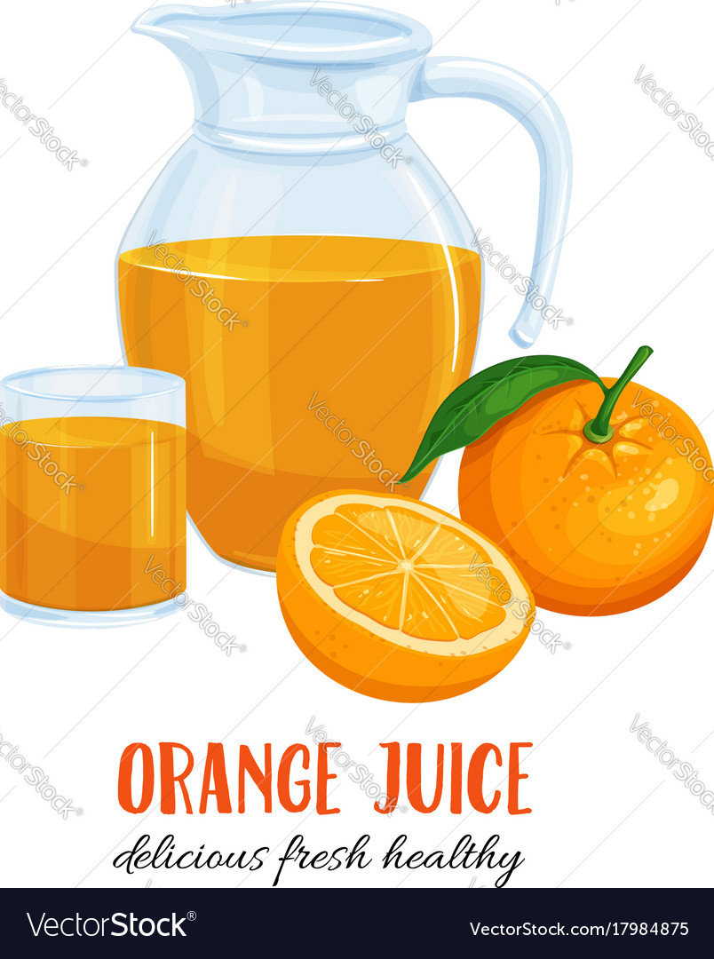 Orange juice in a jug and a glass Royalty Free Vector Image