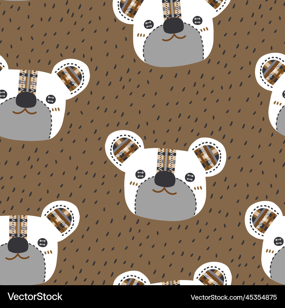 Seamless childish pattern with cute gingham bear Vector Image