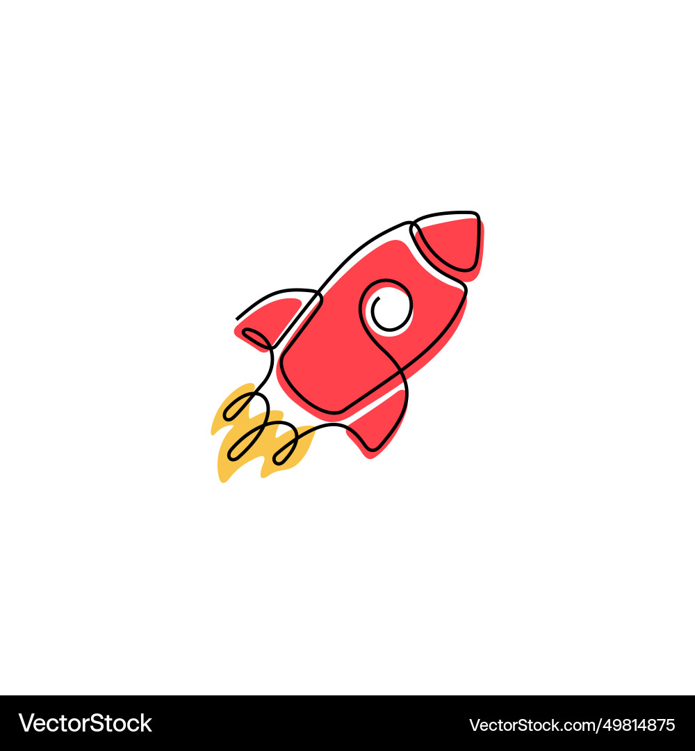 Space rocket continuous line icon Royalty Free Vector Image