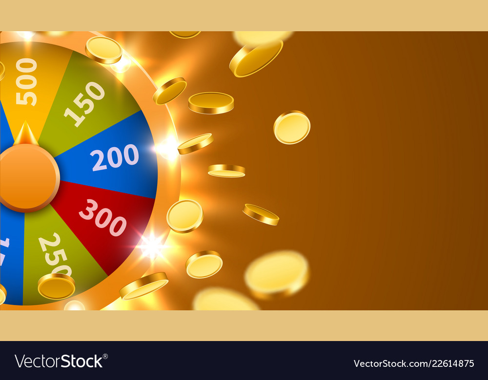 Wheel of fortune with falling coins gamble chance vector image Wheel of fortune with falling coins gamble chance