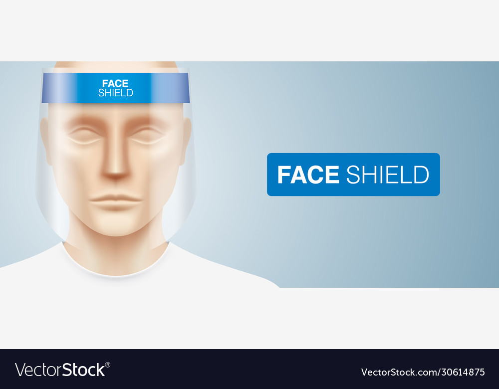 White man with a plastic face shield