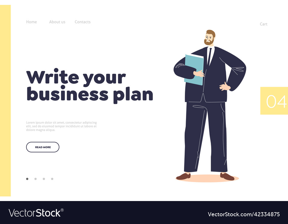 Write your business plan concept of landing page